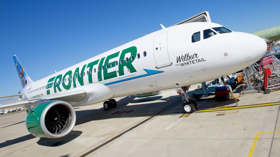 Ein Flugzeug des US-Billigfliegers Frontier Airlines