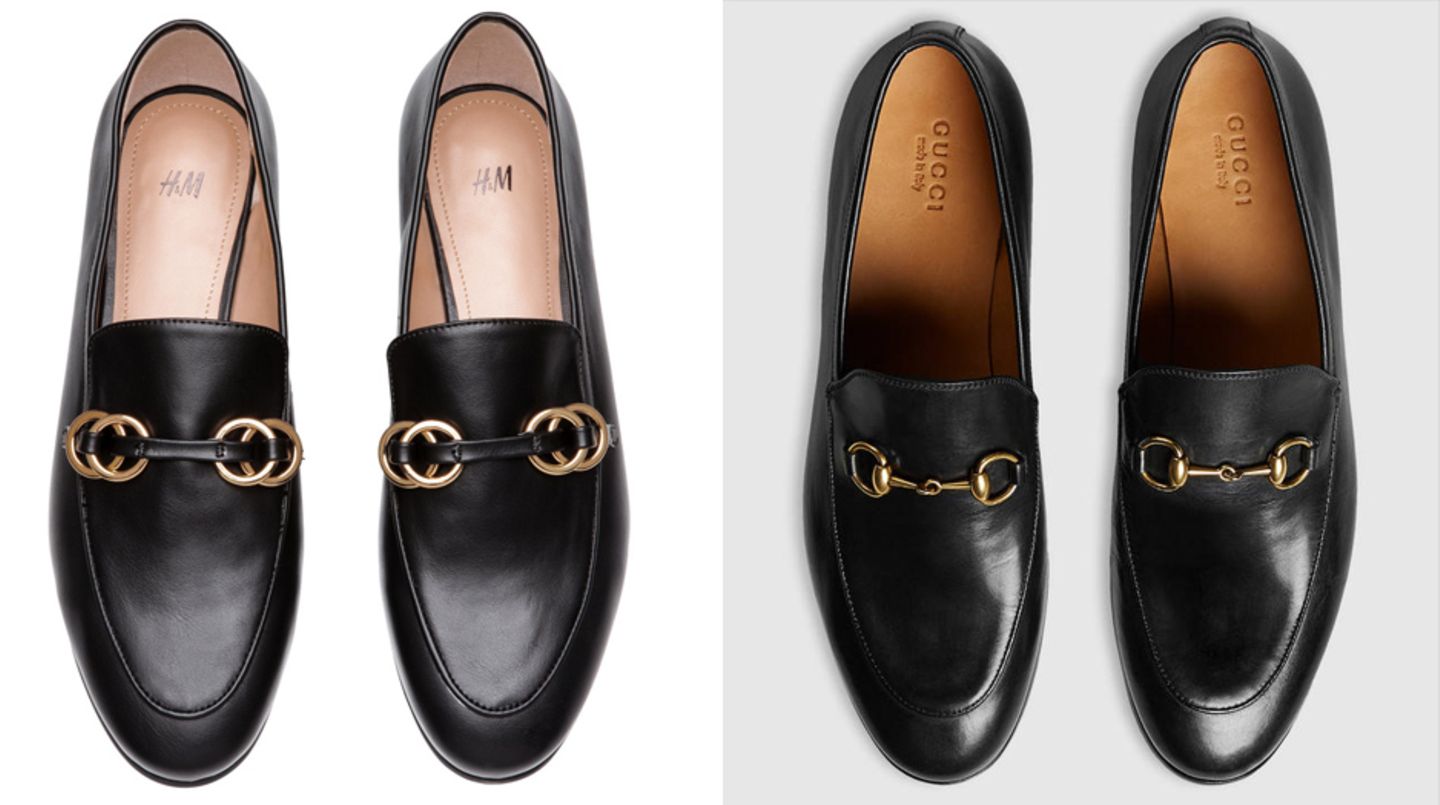 Welches Paar Schuhe darf's denn sein? Links H&M für 25 Euro, rechts Gucci für 595 Euro