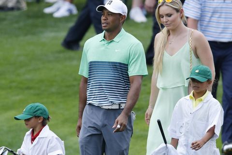 Lindsey Vonn und Tiger Woods mit seinen zwei Kindern bei einem Golfturnier 2015