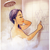 Beim Duschen ausgefallene Haare zählen und mit ihnen ominöse Bilder an die Duschwand malen