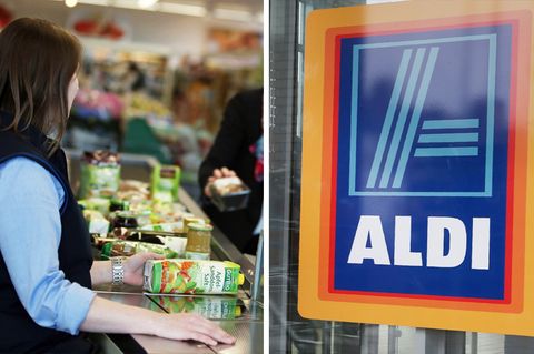 Eine Kassiererin sitzt bei Aldi an der Kasse - aber was verdient sie?