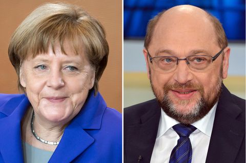 Kanzlerin Angela Merkel und SPD-Herausforderer Martin Schulz
