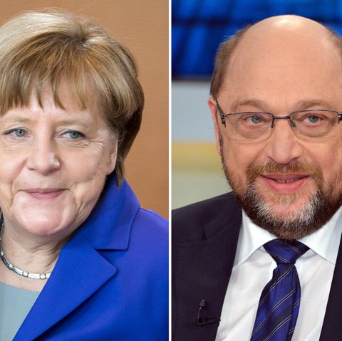 Kanzlerin Angela Merkel und SPD-Herausforderer Martin Schulz