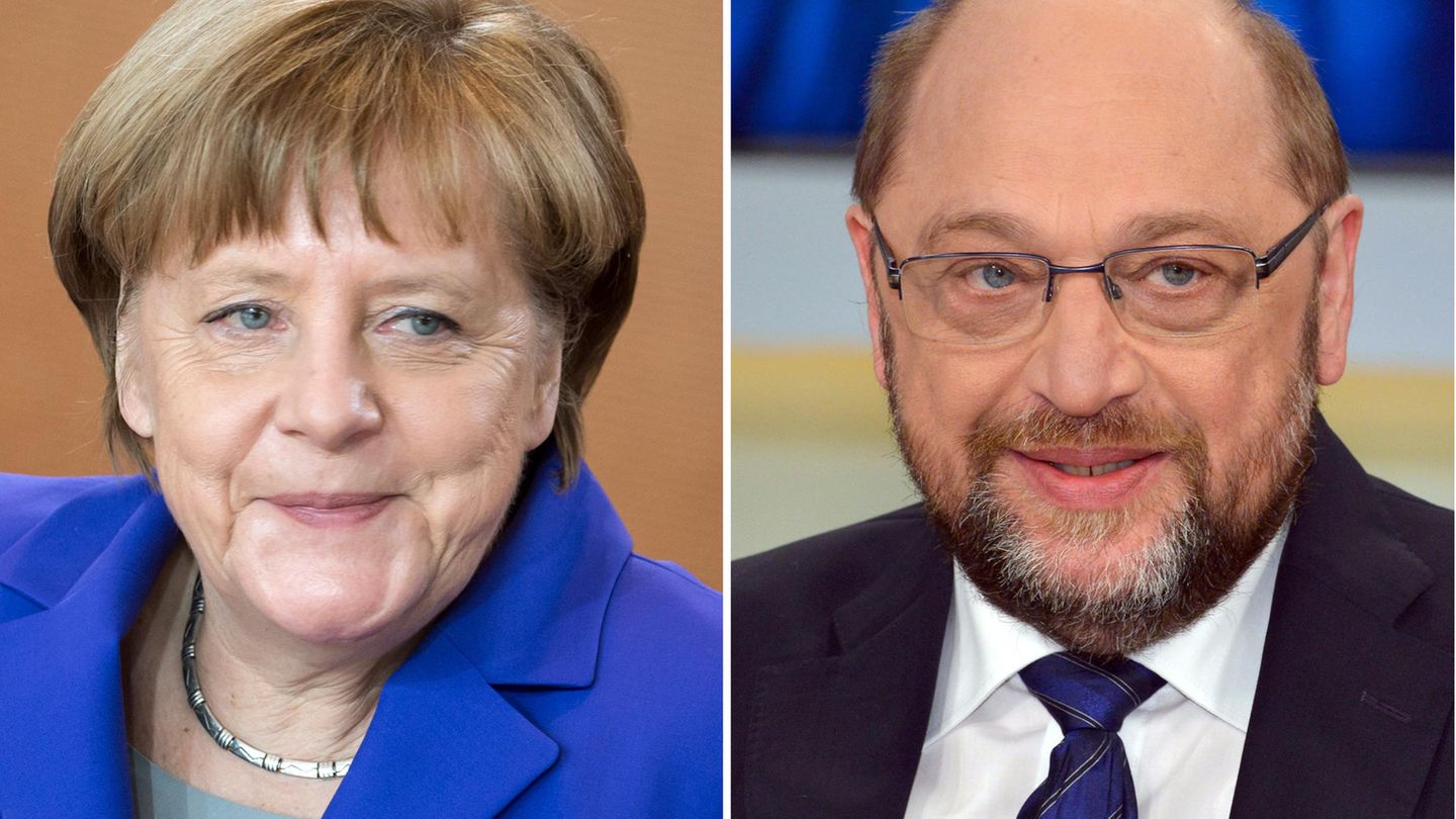Kanzlerin Angela Merkel und SPD-Herausforderer Martin Schulz