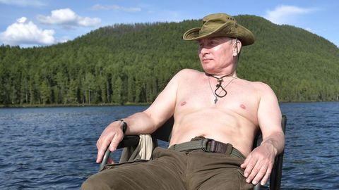 Wladimir Putin bei einem Kurzurlaub in den Bergen der russischen Republik Tuwa