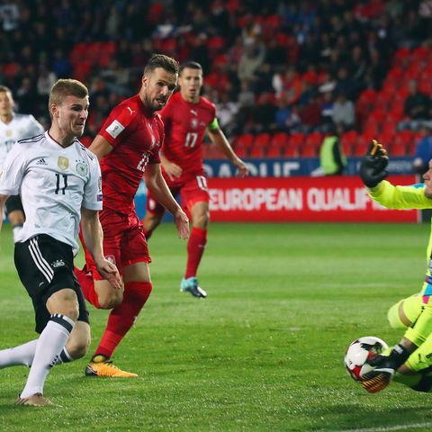 Timo Werner erzielt das 1:0 in der WM-Qualifikation für Deutschland gegen Tschechien