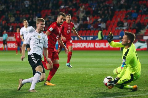 Timo Werner erzielt das 1:0 in der WM-Qualifikation für Deutschland gegen Tschechien