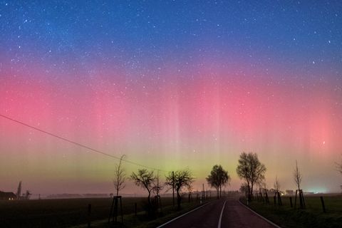Polarlicht am Nachthimmel in Brandenburg