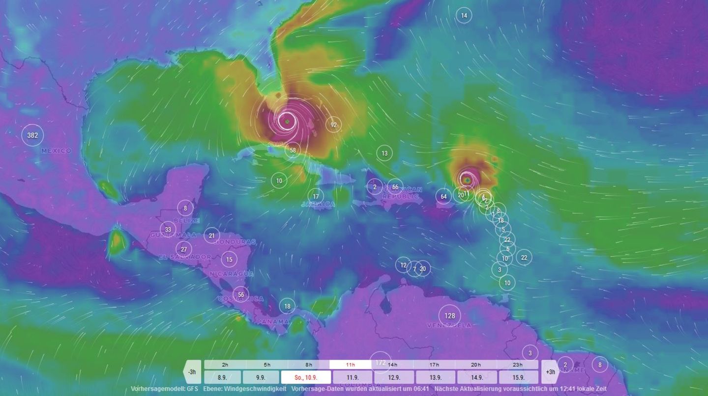 Und so sieht die Prognose für den 19. September aus. Am Sonntag wird "Irma" höchstwahrscheinlich in Florida ankommen.