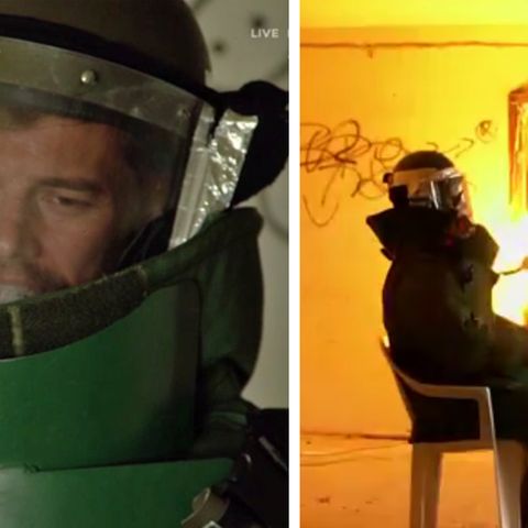 Joko im Sicherheitsanzug - dann kam die Feuerwelle