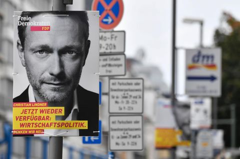 Wahlplakat der FDP mit Parteichef Christian Lindner