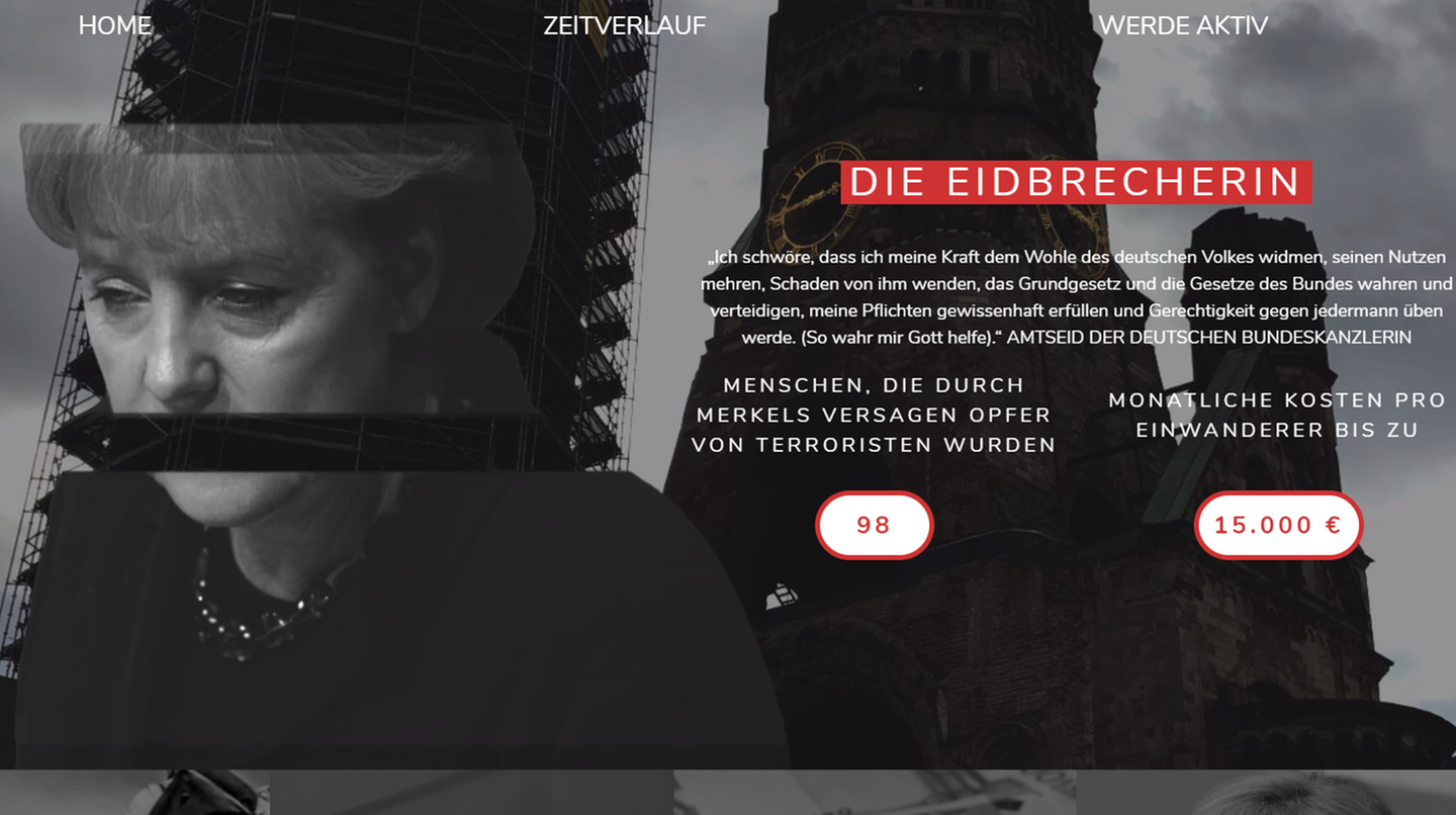 Die Anti-Merkel-Webseite der AfD wirkt düster