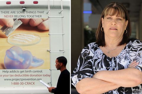 Barbara Harris und ihr Wohnmobil: Das "Project Prevention" will verhindern, dass Drogenabhängige Kinder bekommen
