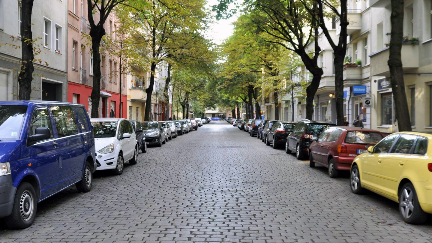 Man sieht das Problem: In jedem Haus wohnen mehr als 30 Personen, Platz ist aber nur für drei Autos.
