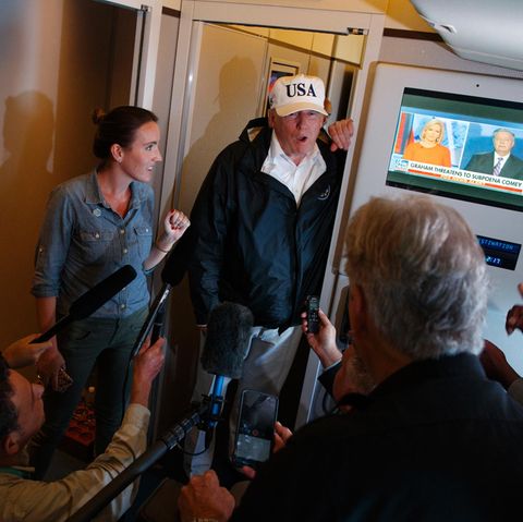 Donald Trump an Bord der Airforce One