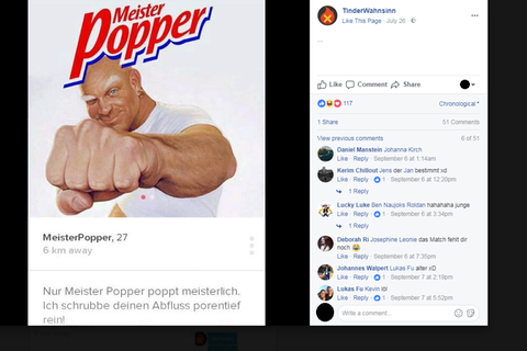 Tinder-Wahnsinn Screenshot Facebook