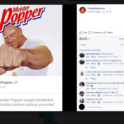Tinder-Wahnsinn Screenshot Facebook