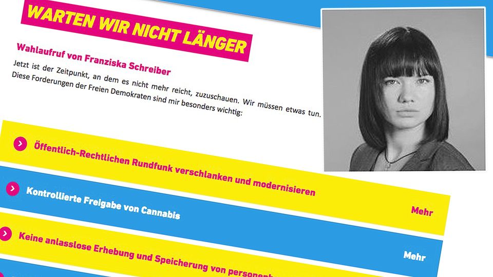 Franziska Schreiber von der AfD ruft dazu auf, die FDP zu wählen Franziska Schreiber von der AfD ruft dazu auf, die FDP zu wählen