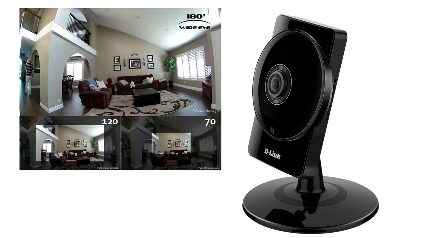 D-Link Wide Eye mit D-Link Smart Plug  Die D-Link Wide Eye ist eine kleine Überwachungskamera mit einem Sichtfeld von 180 Grad. Mit diesem extremen Weitwinkel hat sie selbst kleine Räume voll im Blick. Nachts schaltet sie automatisch auf Infrarot um, und kann mit dem für das menschliche Auge nicht sichtbarem Licht bis zu fünf Meter weit sehen.  Die eingebauten Sensoren erkennen Bewegungen sowie Geräusche im Raum und schicken Alarm-Meldungen direkt auf  das Smartphone. Die Kamera verlosen wir zusammen mit dem Steckdosen-Adapter "SmartPlug" von D-Link. Mit SmartPlug kann die Steckdose via Smartphone ferngesteuert werden. Hängt die Wide Eye an diesem Adapter, lässt die sich Überwachungskamera zum Beispiel nur dann aktivieren, wenn man nicht Zuhause ist.