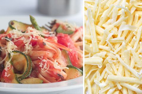 Reibekäse: aus der Tüte direkt auf die Pasta