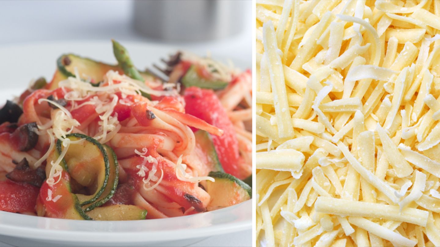 Reibekäse: aus der Tüte direkt auf die Pasta