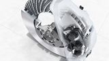 Bei der Hochleistungsbremse Porsche Surface Coated Brake (PSCB, steigert eine die Stahlscheiben aufgebrachte Wolframcarbid-Schic