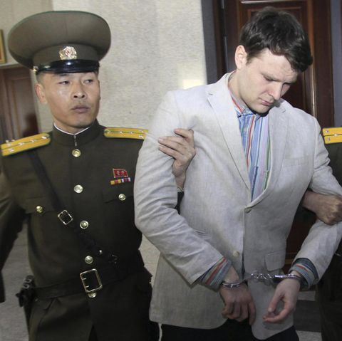 Otto Warmbier auf dem zur Gerichtsverhandlung in Pjöngjang