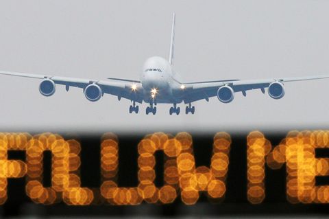 A380 im Landeanflug auf den Frankfurter Flughafen