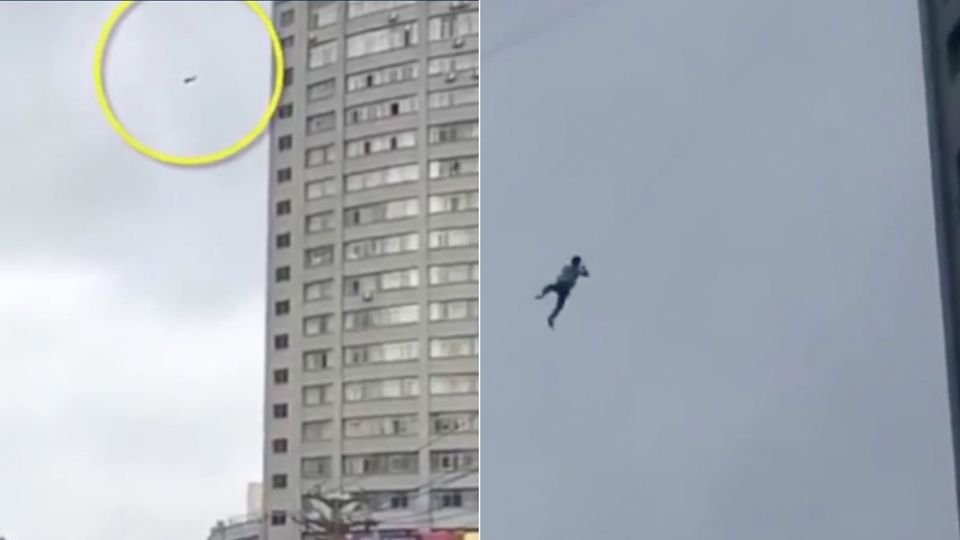 Drahtseilakt in China: Mann flieht an Telefonleitung aus Hotel - der Grund ist völlig absurd