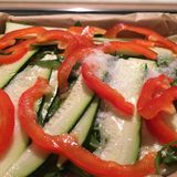 Zu guter Letzt folgt das Hühner-Eiweiß: Es soll die einzelnen Gemüse-Schinken-Schichten miteinander verbinden, sodass eine richtige Lasagne entsteht.    Eine Portion (660 Gramm) des fertigen Auflaufs soll laut Rezeptbuch etwa 365 Kilokalorien enthalten, dazu neun Gramm Fett, 13 Gramm Kohlenhydrate und 55 Gramm Eiweiß.