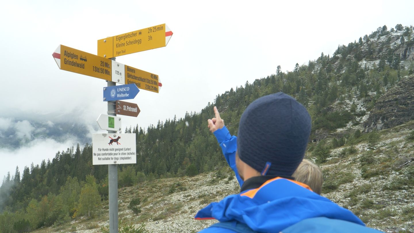 Ab hier ist für Vierbeiner bald Schluss, der Weg wird uns von nun an über Halteseile und Steigleitern führen.