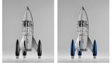 Bei "Destination Moon" handelt es sich um eine extravagante Tischuhr von MB&F/L'Epée 1839. Die Wohnzimmerrakete ist 40 Zentimeter hoch und vier Kilogramm schwer, das Uhrwerk besteht aus 164 Komponenten.