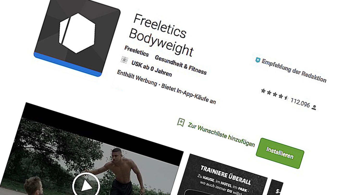 Freeletics   Diese App richtet sich auch an echte Fitness-Freaks. Mit einem video-basierten Training, hunderten verschiedenen Workout-Variationen und dem Versprechen, Muskelaufbau nur mit Übungen mit dem eigenen Körpergewicht zu schaffen, soll der Wunschkörper erreicht werden. 
