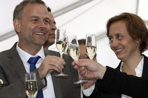 Partei-Vize Beatrix von Storch und der AfD-Landesvorsitzende in Mecklenburg-Vorpommern, Leif-Erik Holm
