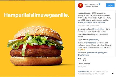 McDonaelds testet einen veganen Burger