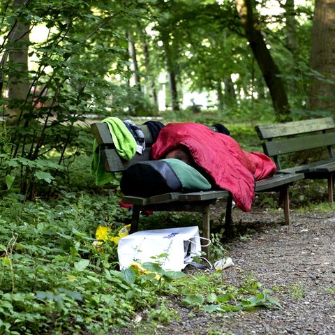 Obdachloser im Tiergarten in Berlin