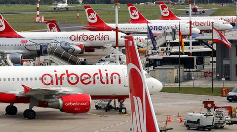 Ab Ende Oktober vermutlich am Boden: die Jets der insolventen Fluglinie Air Berlin.