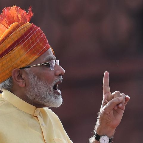Der indische Premier Narendra Modi bei den Feierlichkeiten zum 70. Jahrestag der Beendigung der britischen Kolonialherrschaft