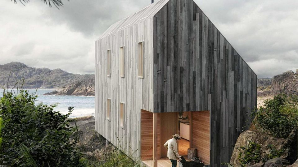 Die Form der Surfer-Hütte ist einfach, aber nicht auf Sparsamkeit optimiert. Das sieht man hier am Eingangsbereich.