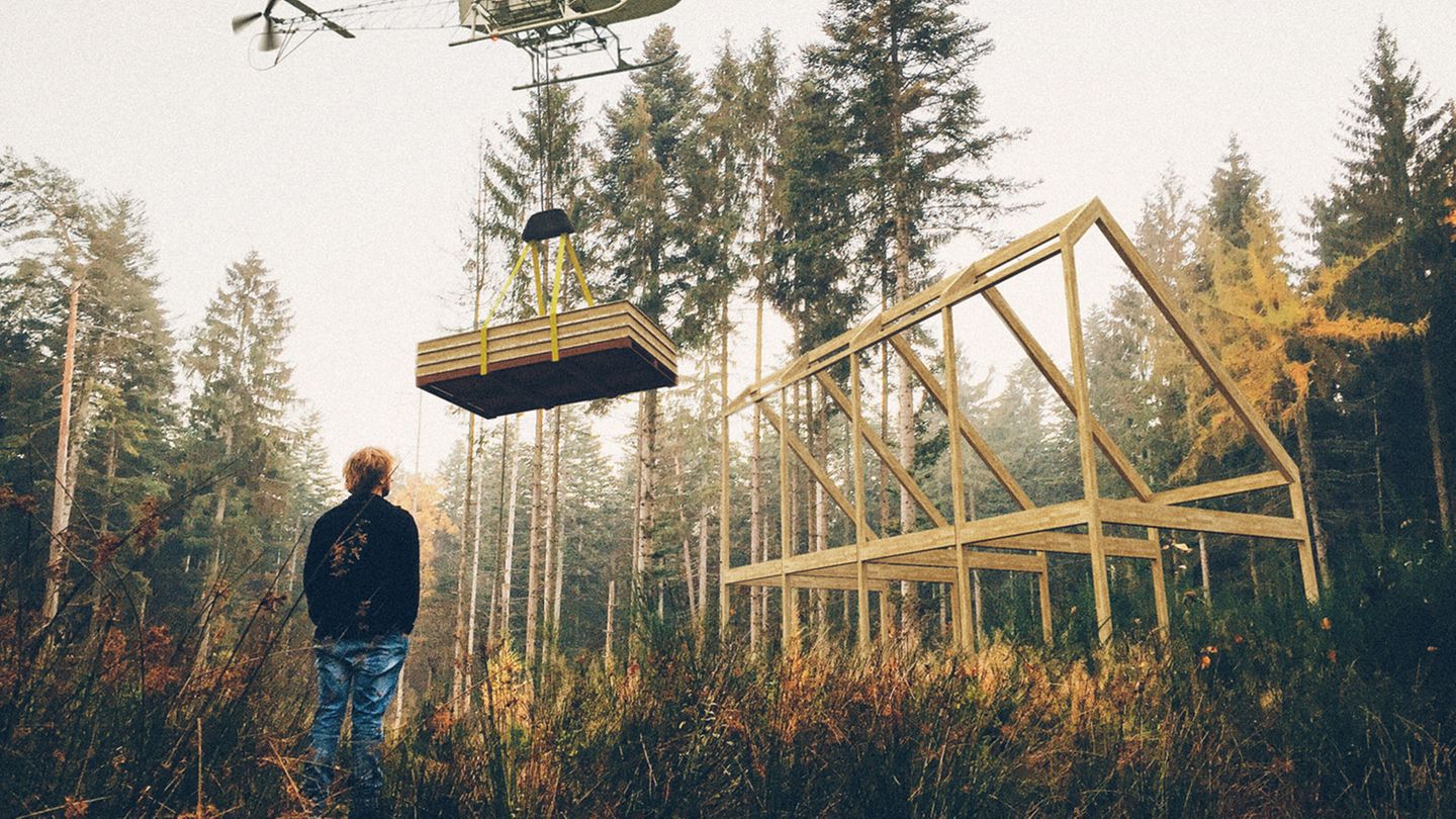 Wildnis ist kein Hindernis. Zum Aufbau benötigt man nur einen Werkzeugkasten, das Haus kommt per Hubschrauber.