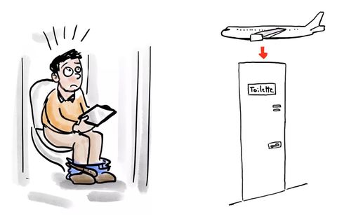 Für Notfälle und Witzbolde: Mit diesem geheimen Knopf öffnet sich das Flugzeug-WC von außen