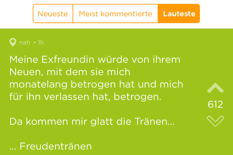 Ein Screenshot eines veröffentlichten Jodels