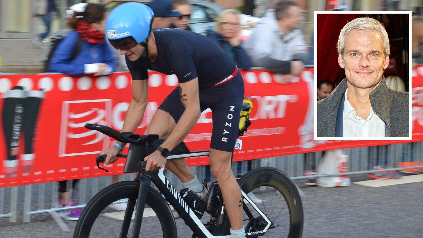 Thorsten Schröder, Tagesschausprecher und Triathlet, hier beim Ironman in Hamburg