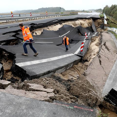 Abgeknickt und eingebrochen: Die A20 Richtung Rostock
