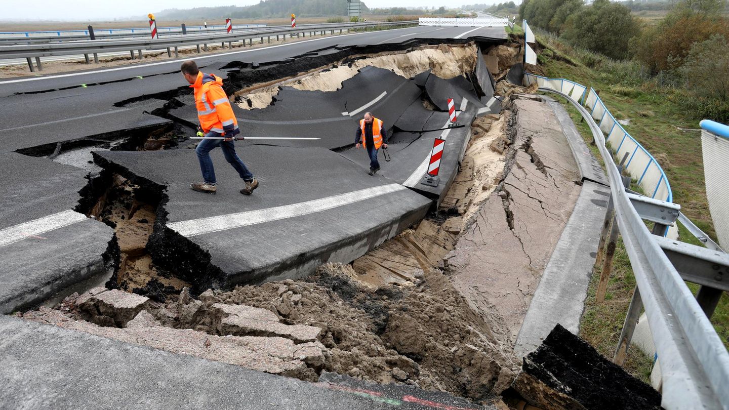 Abgeknickt und eingebrochen: Die A20 Richtung Rostock