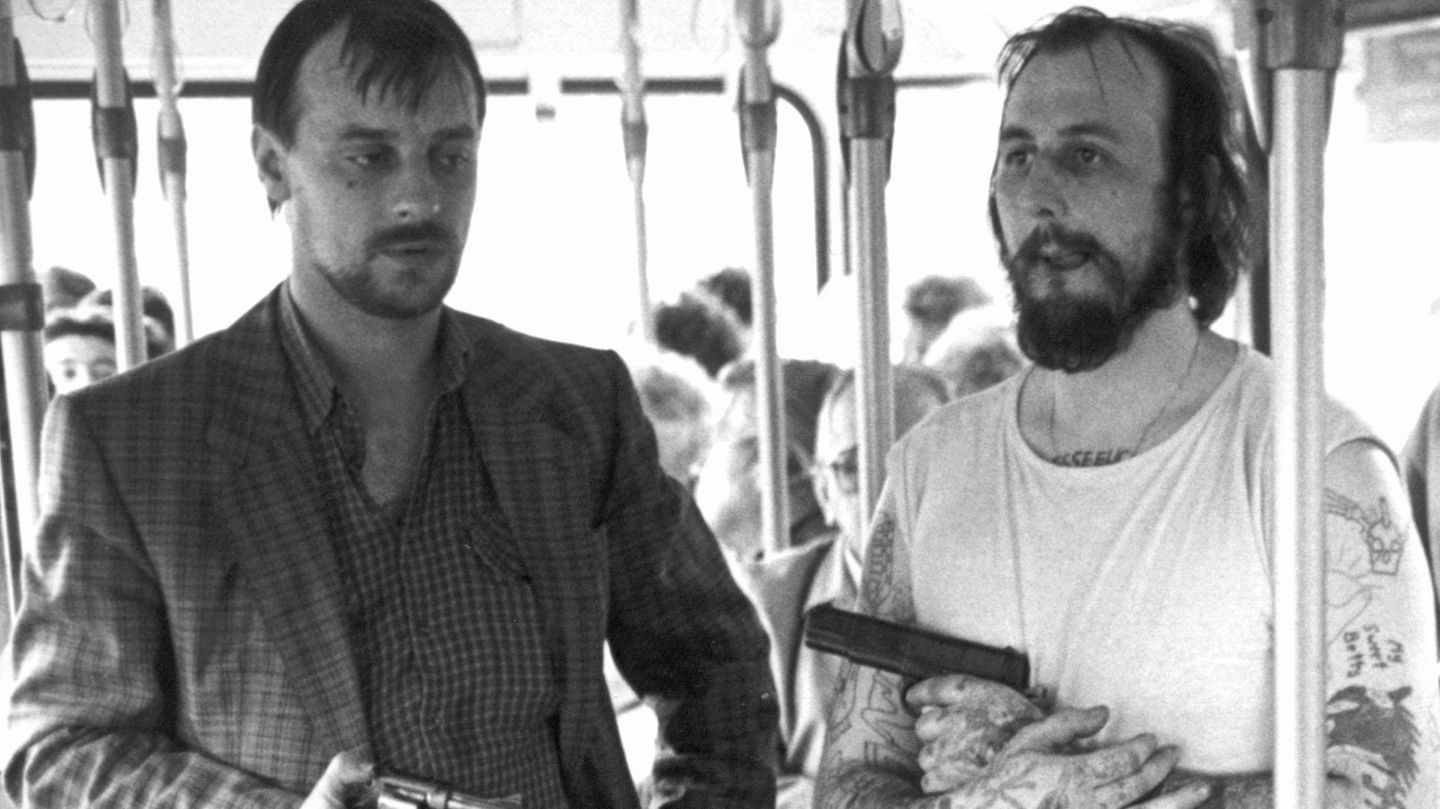 Die bewaffneten Geiselnehmer von Gladbeck: Dieter Degowski (l) und Hans-Jürgen Rösner