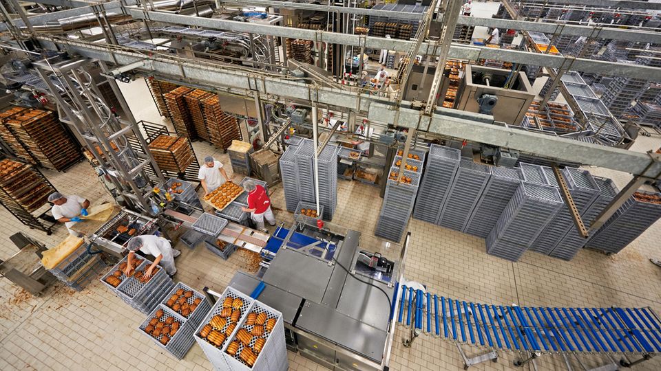 Auch die Produktion bei Bäcker Görtz in Ludwigshafen gilt als handwerklich. Hier aber bestimmen die Maschinen den Takt