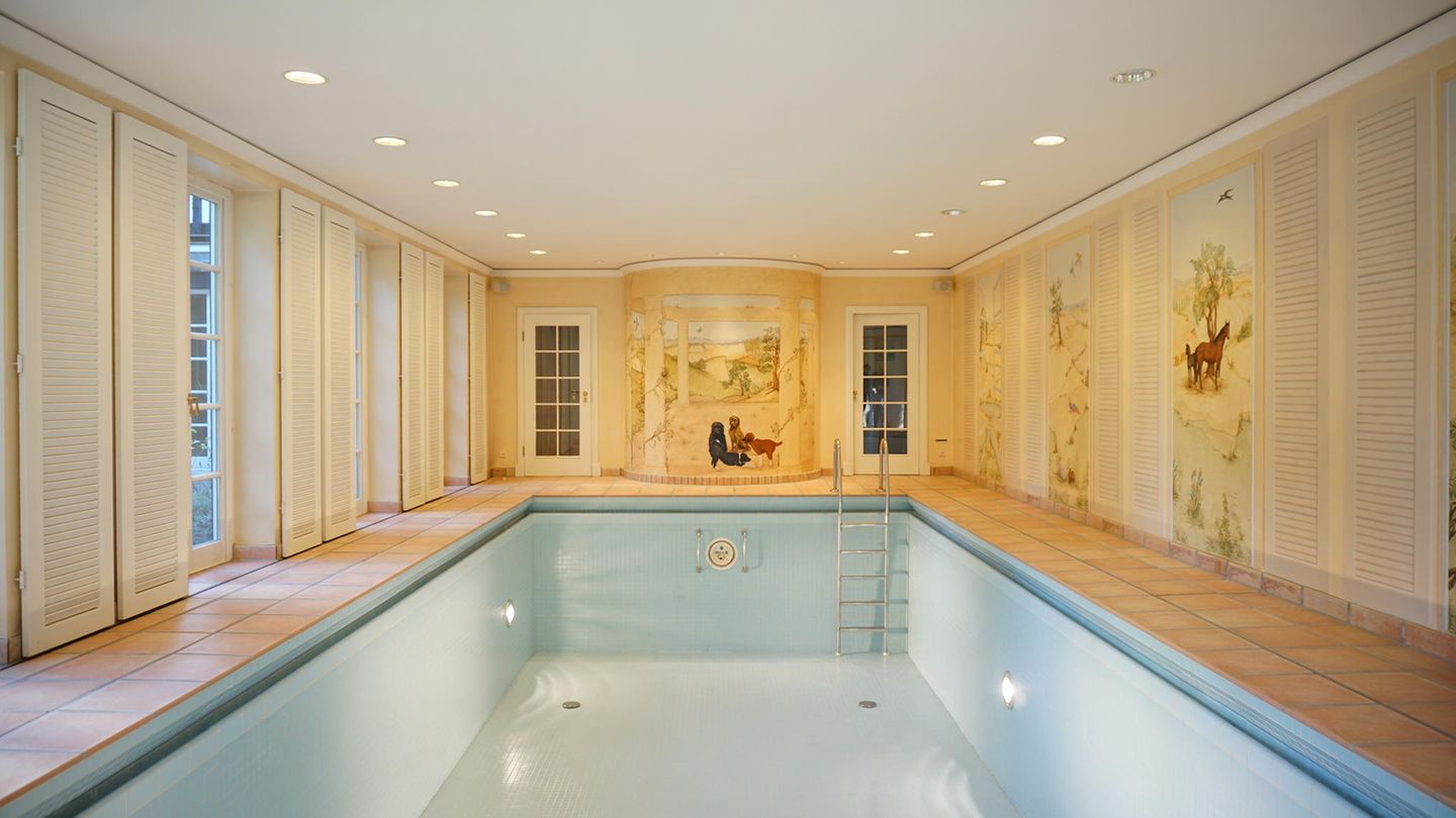 Der Makler lässt wissen: "Das große, lichtdurchflutete Hallenschwimmbad mit Gegenstromanlage und einer Sauna sind in dieser Preisklasse natürlich obligatorisch."        Natürlich. 