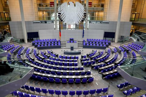 Der Plenarsaal des Bundestags vor der konstituierenden Sitzung