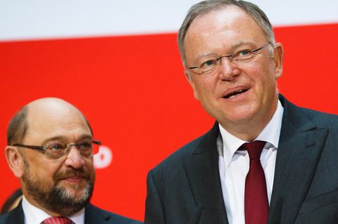 SPD im Wahltrend im Aufwind - Schulz und Weil freuen sich